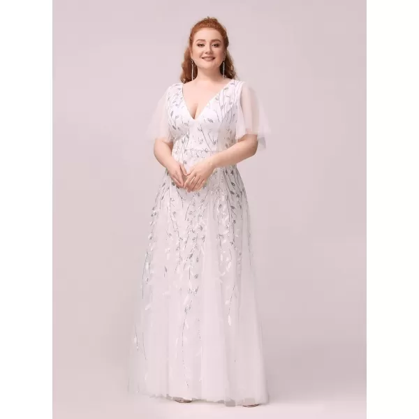 EverPretty A Line Tulle Floor Length Formal Dresses Bridesmaid Dress White US18EverPretty A Line Tulle Floor Length Formal Dresses Bridesmaid Dress White US18