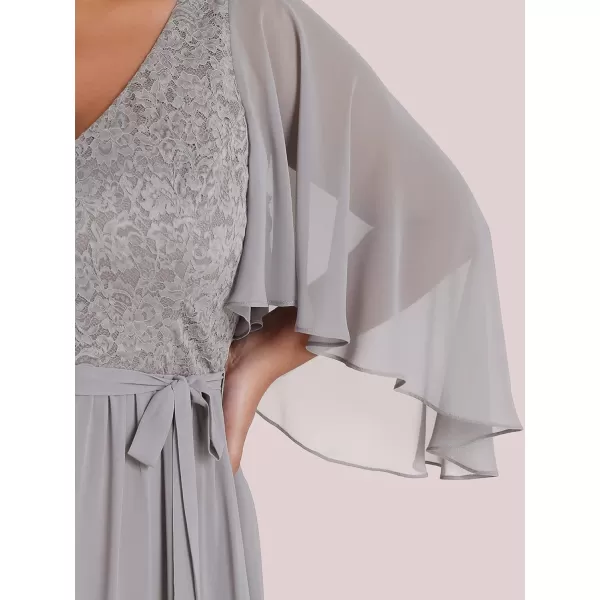 EverPretty Plus Elegant V Neck Pleated A Line Chiffon Mother of Bride Dress Gray US20EverPretty Plus Elegant V Neck Pleated A Line Chiffon Mother of Bride Dress Gray US20