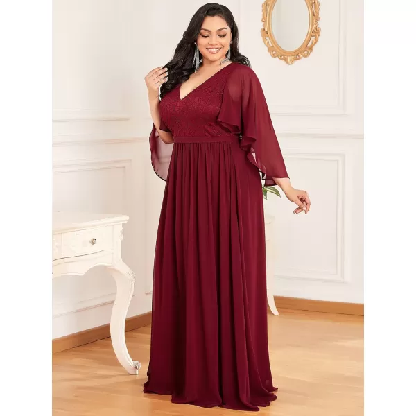 EverPretty Plus Size Chiffon Floor Length Lace Top ALine Evening Gowns Burgundy US22EverPretty Plus Size Chiffon Floor Length Lace Top ALine Evening Gowns Burgundy US22