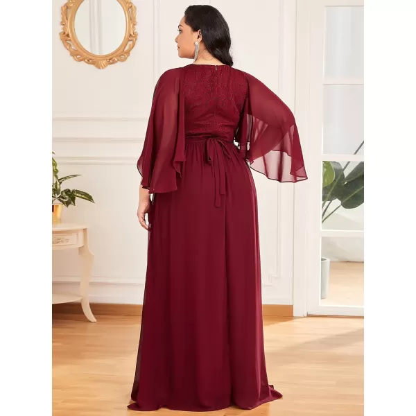 EverPretty Plus Size Chiffon Floor Length Lace Top ALine Evening Gowns Burgundy US22EverPretty Plus Size Chiffon Floor Length Lace Top ALine Evening Gowns Burgundy US22