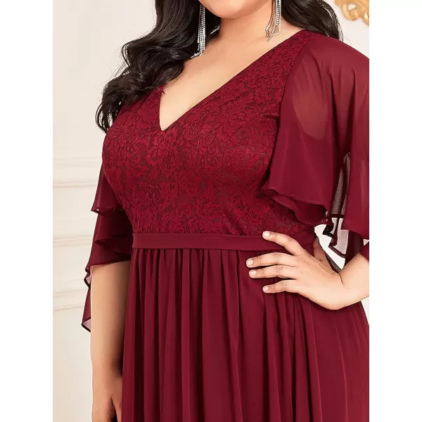 EverPretty Plus Size Chiffon Floor Length Lace Top ALine Evening Gowns Burgundy US22EverPretty Plus Size Chiffon Floor Length Lace Top ALine Evening Gowns Burgundy US22