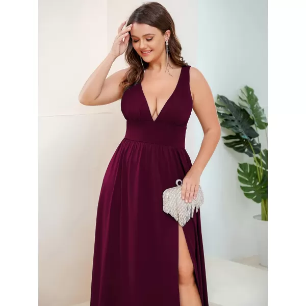 EverPretty Plus Womens Plus Size Maxi High Slit Pleated Sleeveless Formal Dress for Women 0168BDA1Mulberry