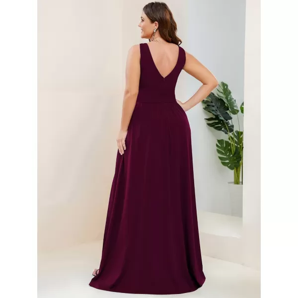 EverPretty Plus Womens Plus Size Maxi High Slit Pleated Sleeveless Formal Dress for Women 0168BDA1Mulberry