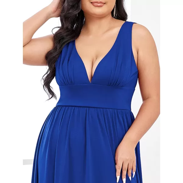 EverPretty Plus Womens Plus Size Maxi High Slit Pleated Sleeveless Formal Dress for Women 0168BDA1Sapphire Blue