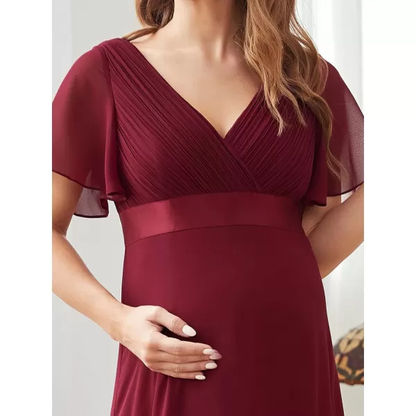 EverPretty Women Chiffon VNeck Maternity Party Dresses for Baby Shower with Sleeves 20795EYBurgundy