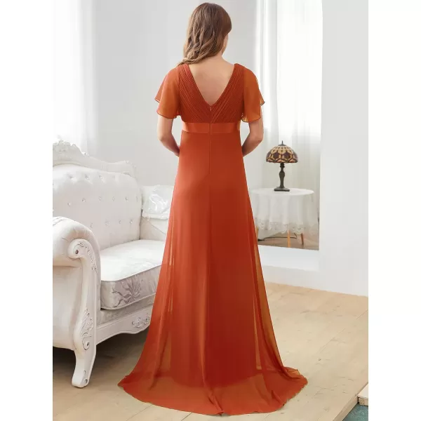 EverPretty Women Chiffon VNeck Maternity Party Dresses for Baby Shower with Sleeves 20795EYBurnt Orange