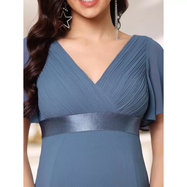 EverPretty Women Chiffon VNeck Maternity Party Dresses for Baby Shower with Sleeves 20795EYHaze Blue