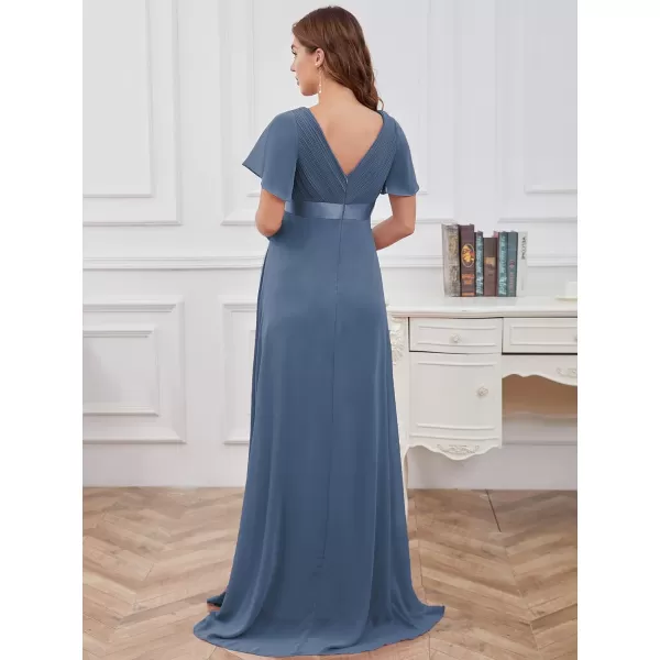 EverPretty Women Chiffon VNeck Maternity Party Dresses for Baby Shower with Sleeves 20795EYHaze Blue