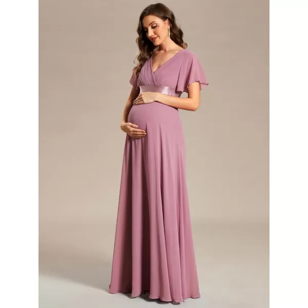 EverPretty Women Chiffon VNeck Maternity Party Dresses for Baby Shower with Sleeves 20795EYOrchid