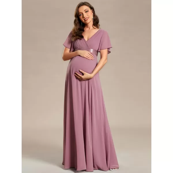 EverPretty Women Chiffon VNeck Maternity Party Dresses for Baby Shower with Sleeves 20795EYOrchid