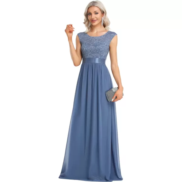 EverPretty Women Elegant 34 Sleeve Empire Waist Maxi Bridesmaid Dresses 07412Ahaze Blue