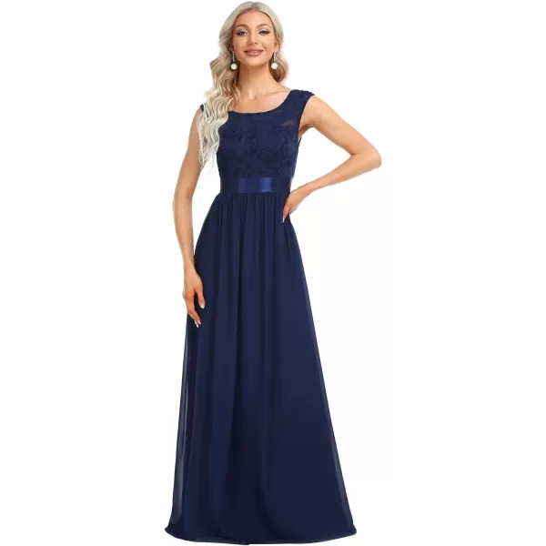 EverPretty Women Elegant 34 Sleeve Empire Waist Maxi Bridesmaid Dresses 07412Anavy Blue