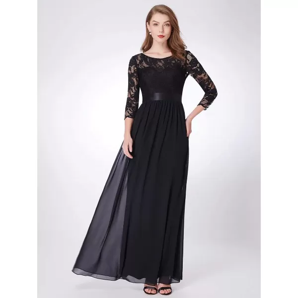 EverPretty Women Elegant 34 Sleeve Empire Waist Maxi Bridesmaid Dresses 07412Black