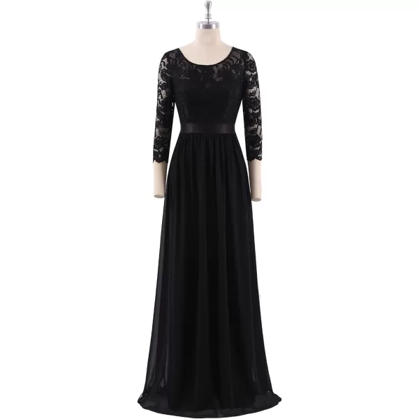 EverPretty Women Elegant 34 Sleeve Empire Waist Maxi Bridesmaid Dresses 07412Black