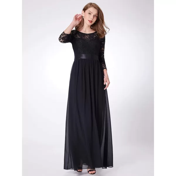 EverPretty Women Elegant 34 Sleeve Empire Waist Maxi Bridesmaid Dresses 07412Black