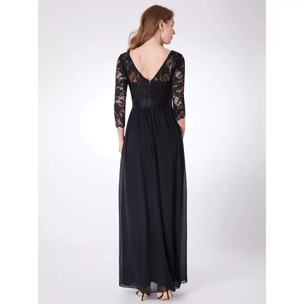 EverPretty Women Elegant 34 Sleeve Empire Waist Maxi Bridesmaid Dresses 07412Black