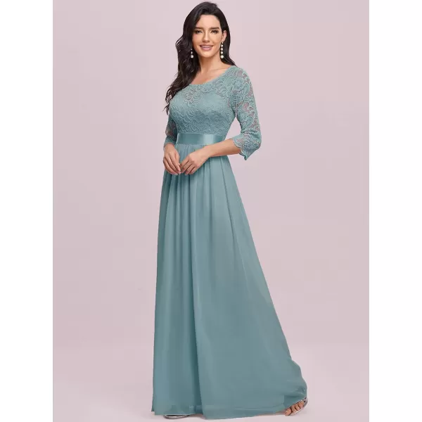 EverPretty Women Elegant 34 Sleeve Empire Waist Maxi Bridesmaid Dresses 07412Blue