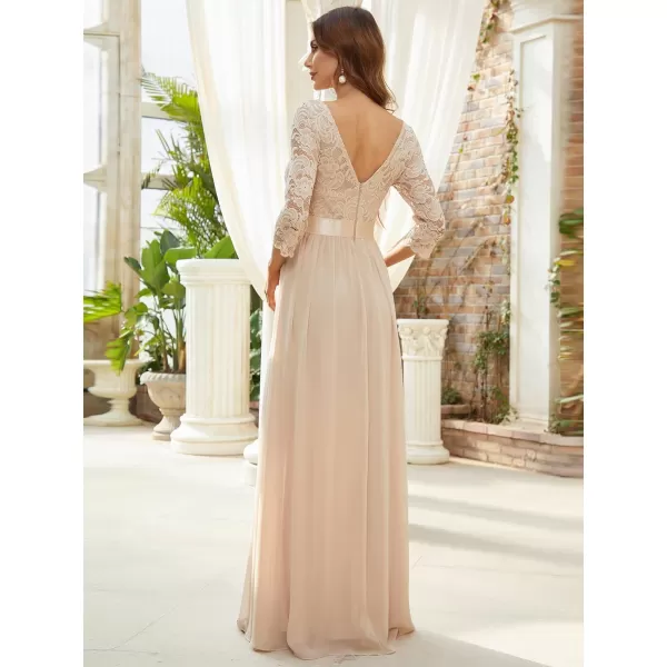 EverPretty Women Elegant 34 Sleeve Empire Waist Maxi Bridesmaid Dresses 07412Blush