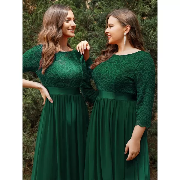 EverPretty Women Elegant 34 Sleeve Empire Waist Maxi Bridesmaid Dresses 07412Dark Green