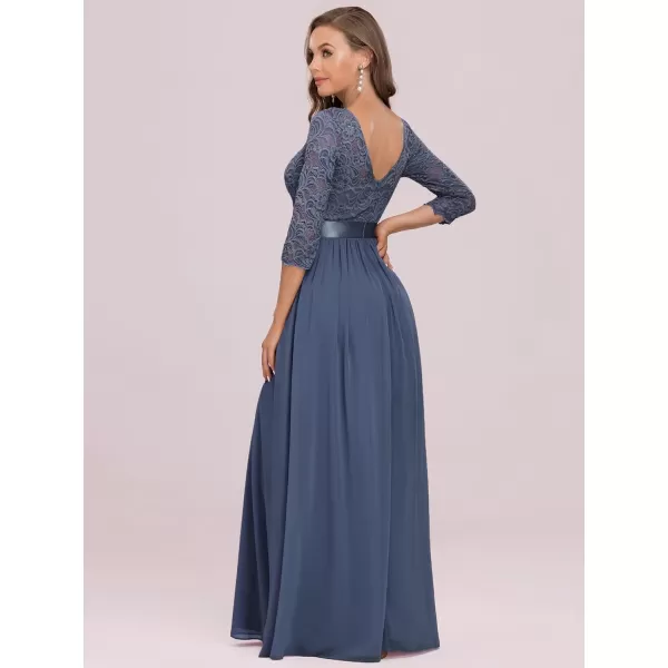 EverPretty Women Elegant 34 Sleeve Empire Waist Maxi Bridesmaid Dresses 07412Dusty Blue