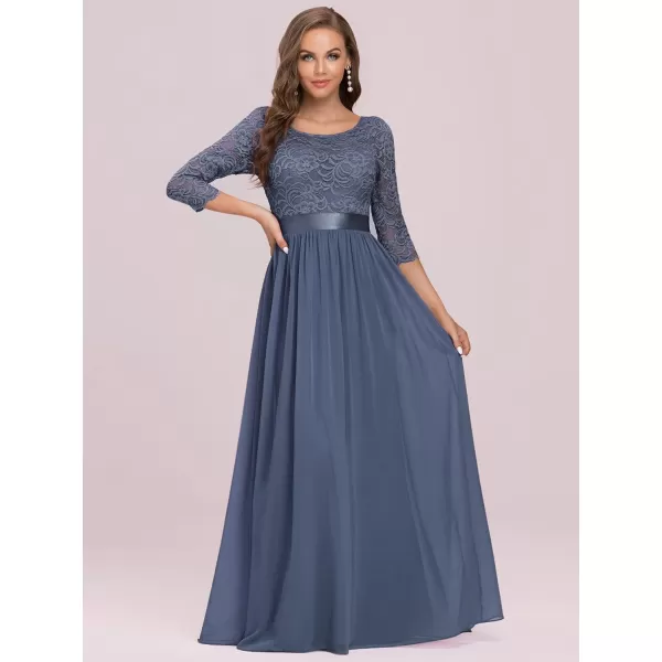 EverPretty Women Elegant 34 Sleeve Empire Waist Maxi Bridesmaid Dresses 07412Dusty Blue