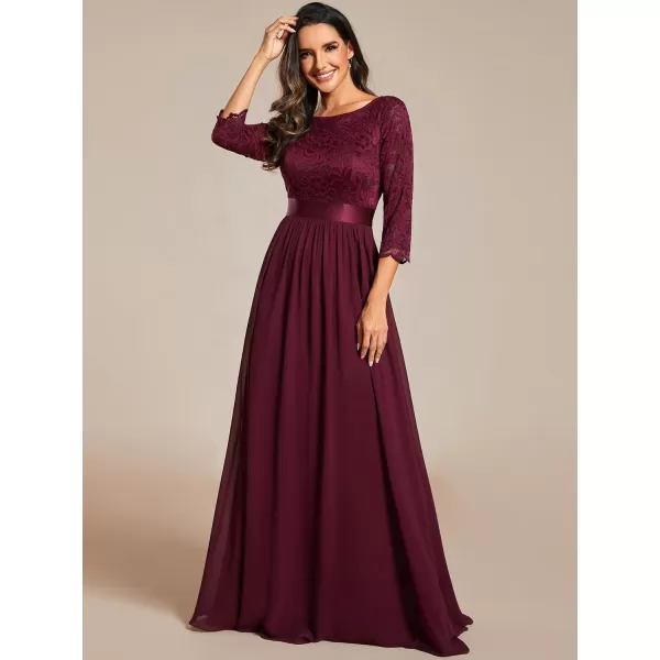 EverPretty Women Elegant 34 Sleeve Empire Waist Maxi Bridesmaid Dresses 07412Mulberry