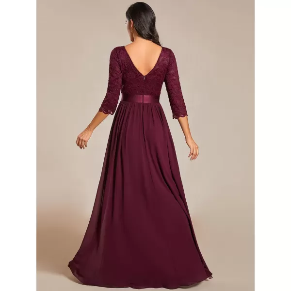 EverPretty Women Elegant 34 Sleeve Empire Waist Maxi Bridesmaid Dresses 07412Mulberry