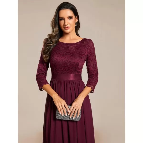 EverPretty Women Elegant 34 Sleeve Empire Waist Maxi Bridesmaid Dresses 07412Mulberry