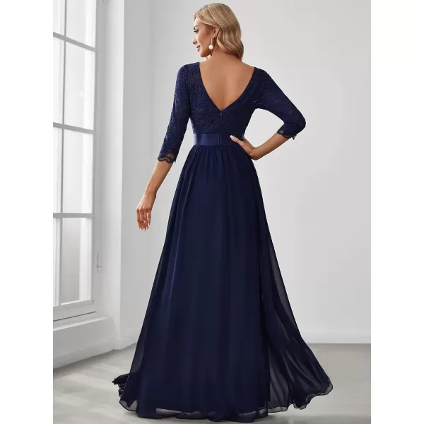 EverPretty Women Elegant 34 Sleeve Empire Waist Maxi Bridesmaid Dresses 07412Navy Blue