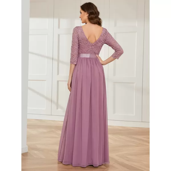 EverPretty Women Elegant 34 Sleeve Empire Waist Maxi Bridesmaid Dresses 07412Orchid