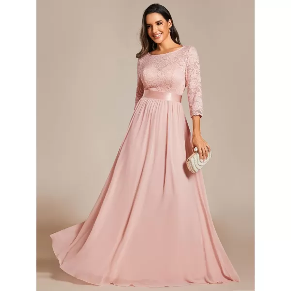 EverPretty Women Elegant 34 Sleeve Empire Waist Maxi Bridesmaid Dresses 07412Pink