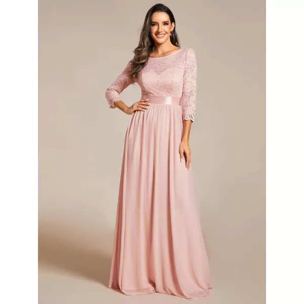 EverPretty Women Elegant 34 Sleeve Empire Waist Maxi Bridesmaid Dresses 07412Pink