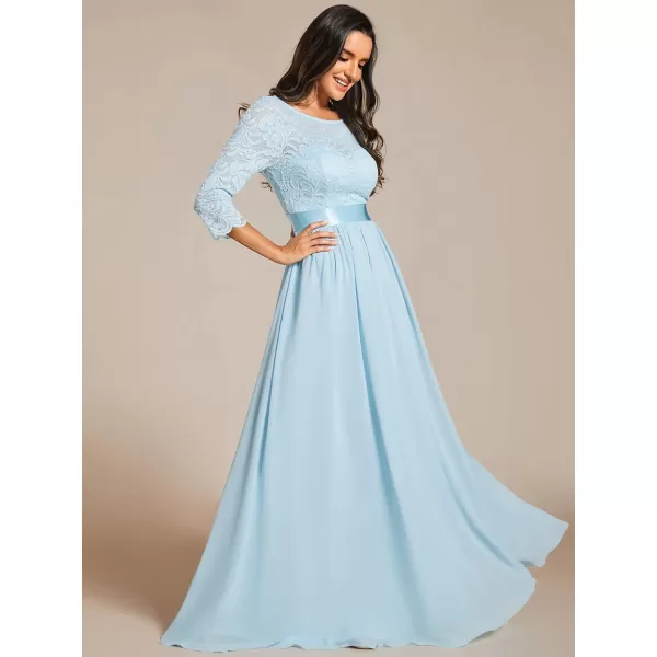 EverPretty Women Elegant 34 Sleeve Empire Waist Maxi Bridesmaid Dresses 07412Sky Blue