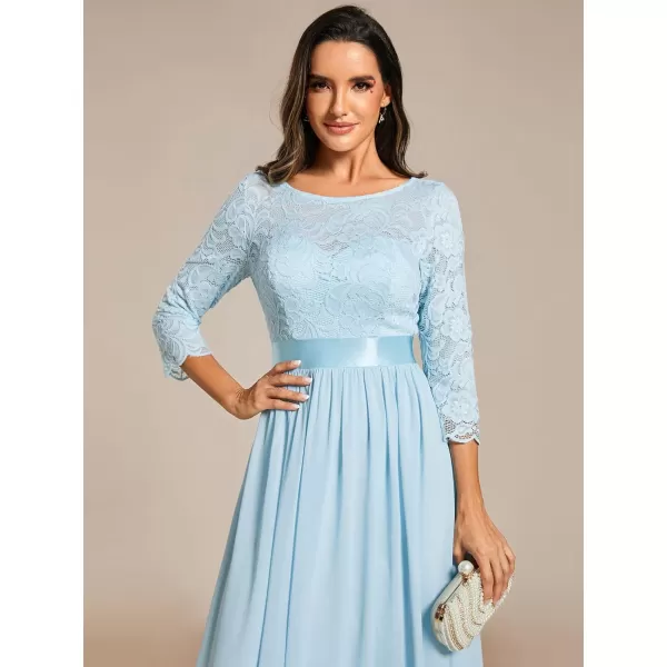 EverPretty Women Elegant 34 Sleeve Empire Waist Maxi Bridesmaid Dresses 07412Sky Blue