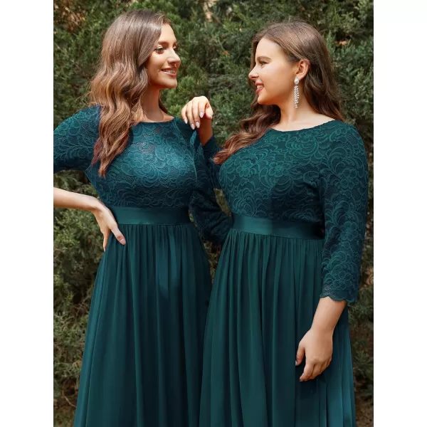 EverPretty Women Elegant 34 Sleeve Empire Waist Maxi Bridesmaid Dresses 07412Teal