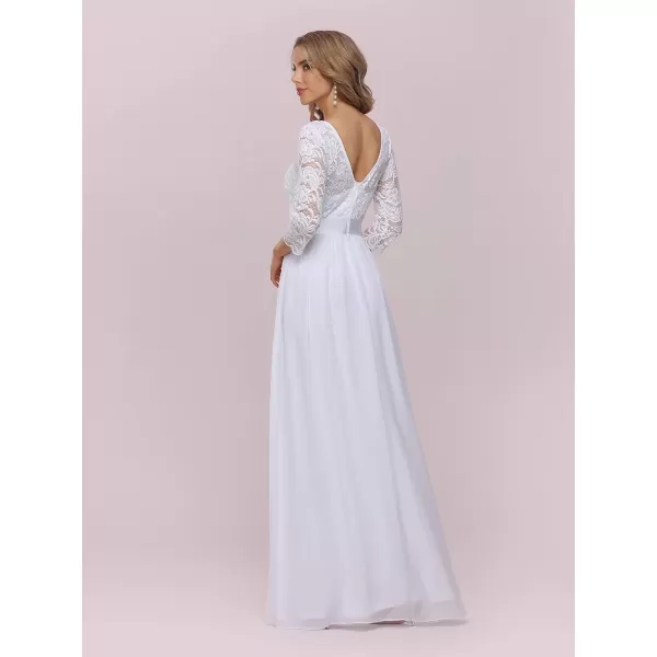 EverPretty Women Elegant 34 Sleeve Empire Waist Maxi Bridesmaid Dresses 07412White