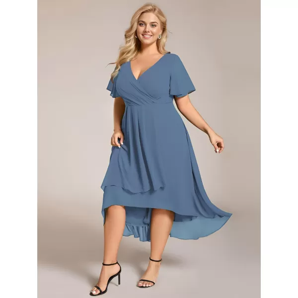 EverPretty Womens A Line Curvy Pleated Chiffon Plus Size Semi Formal DressAdusty Navy