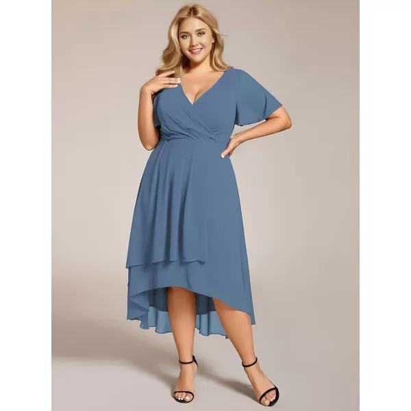 EverPretty Womens A Line Curvy Pleated Chiffon Plus Size Semi Formal DressAdusty Navy