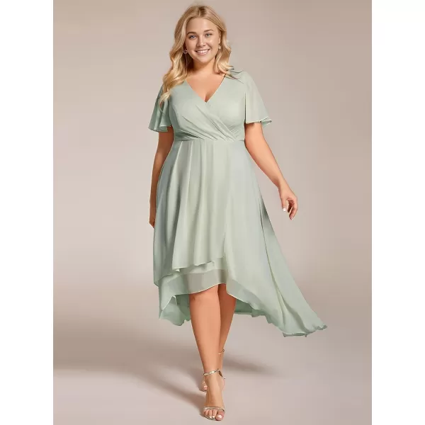 EverPretty Womens A Line Curvy Pleated Chiffon Plus Size Semi Formal DressAmint Green