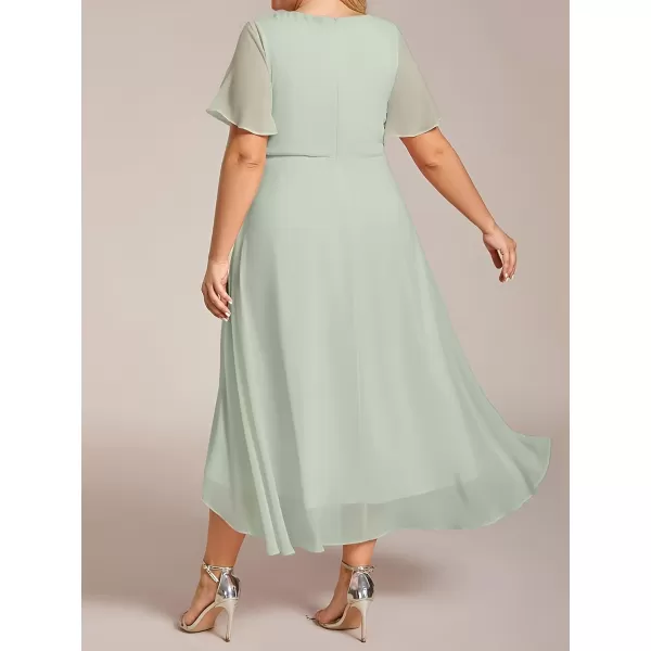 EverPretty Womens A Line Curvy Pleated Chiffon Plus Size Semi Formal DressAmint Green