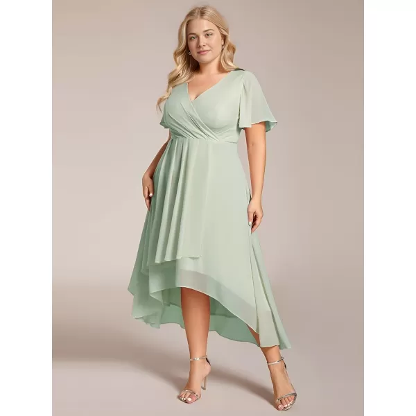 EverPretty Womens A Line Curvy Pleated Chiffon Plus Size Semi Formal DressAmint Green