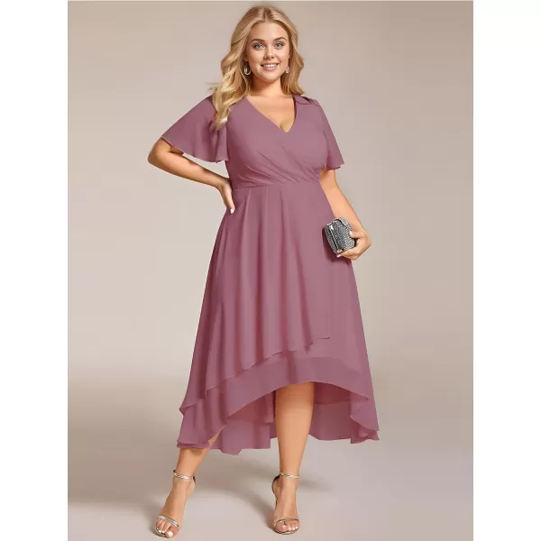 EverPretty Womens A Line Curvy Pleated Chiffon Plus Size Semi Formal DressAorchid