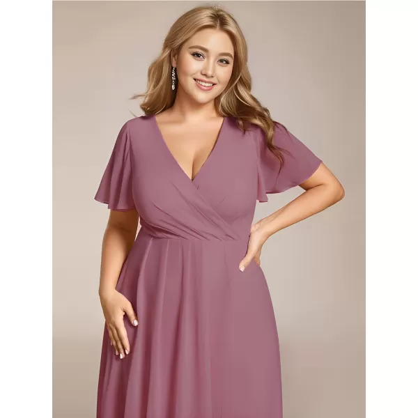 EverPretty Womens A Line Curvy Pleated Chiffon Plus Size Semi Formal DressAorchid