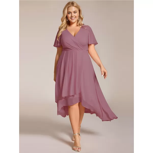 EverPretty Womens A Line Curvy Pleated Chiffon Plus Size Semi Formal DressAorchid