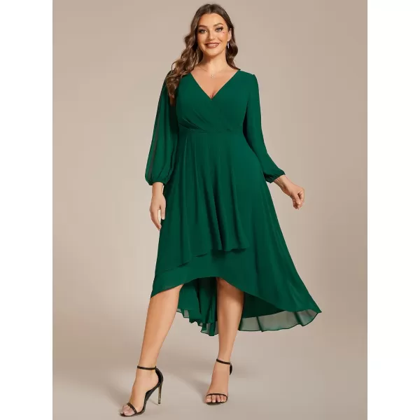 EverPretty Womens A Line Pleated V Neck Midi Plus Size Wedding Guest Dresses for Curvy Women 01926DADark Green