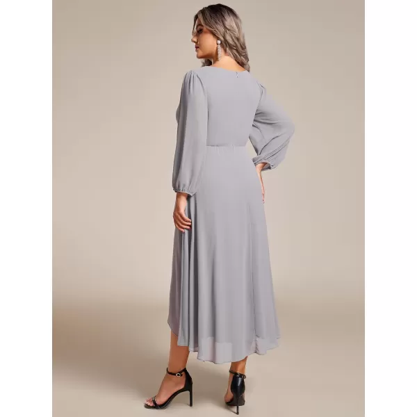 EverPretty Womens A Line Pleated V Neck Midi Plus Size Wedding Guest Dresses for Curvy Women 01926DAGrey