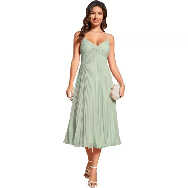 EverPretty Womens A Line Sling Semi Formal Dresses Sleeveless Pleated Midi Tea Dress 02116Mint Green