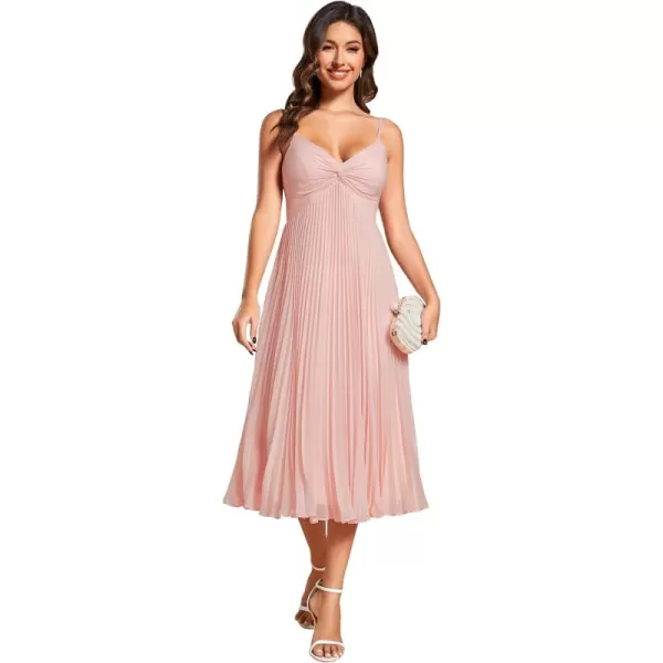 EverPretty Womens A Line Sling Semi Formal Dresses Sleeveless Pleated Midi Tea Dress 02116Pink