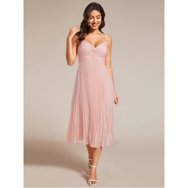 EverPretty Womens A Line Sling Semi Formal Dresses Sleeveless Pleated Midi Tea Dress 02116Pink