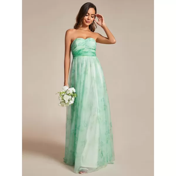 EverPretty Womens A Line Strapless Sleeveless Frenulum Bowknot Maxi Evening Dresses 02114Mint Green